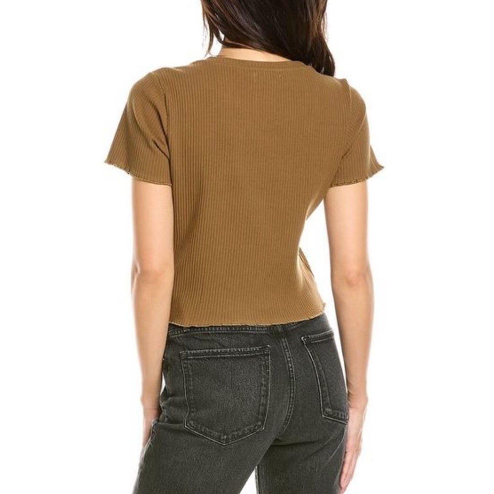 GOOD AMERICAN - Essential Rib Baby T-Shirt in Sepia Brown - Picture 3 of 10